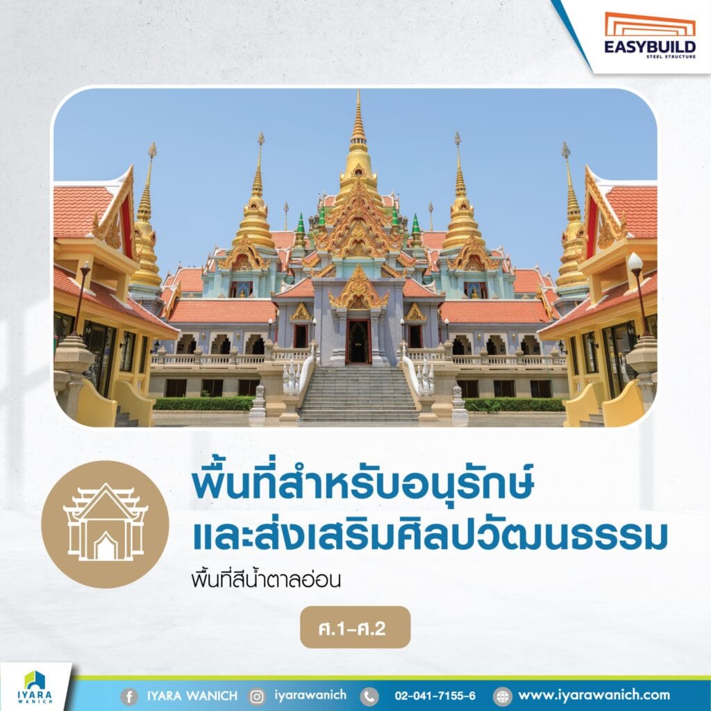พื้นที่สีน้ำตาลอ่อน พื้นที่อนุรักษ์และส่งเสริมศิลปวัฒนธรรม